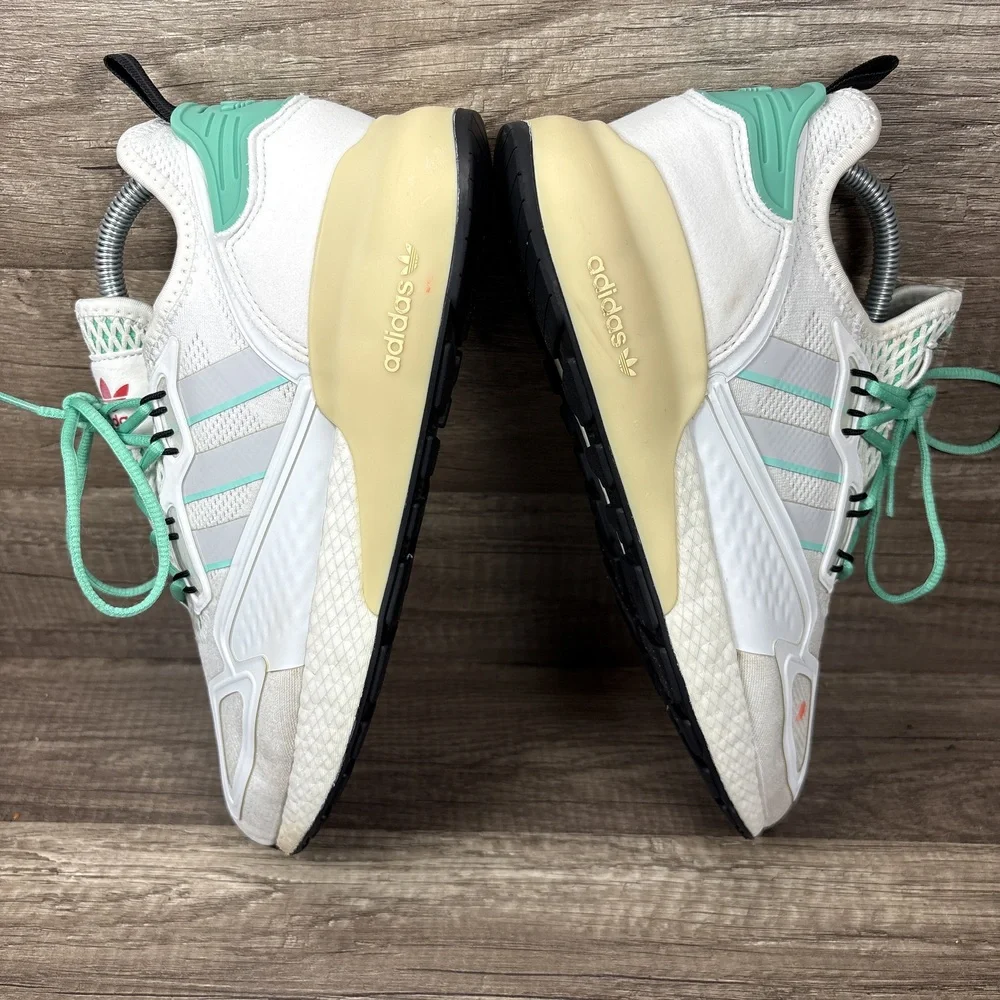 Adidas ZX 2K Boost White Green Mens US Size 8 EUR 41.3 FX4172 Running Shoes